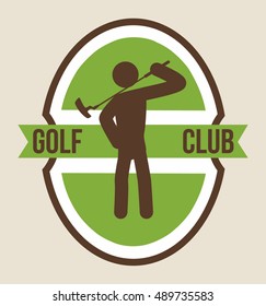 Player inside seal stamp icon. Golf sport and hobby theme. Colorful design. Vector illustration