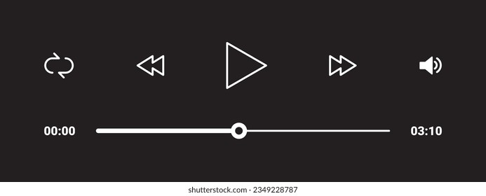 Player interface icons. Interface icons night mode. Function icons. Vector scalable graphics