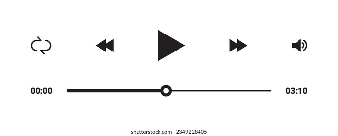 Player interface icons. Interface icons set. Function icons. Vector scalable graphics