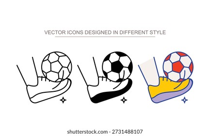 Player kick icon set with white background