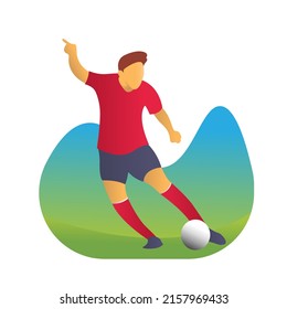 player kicking the ball in flat design. vector illustration