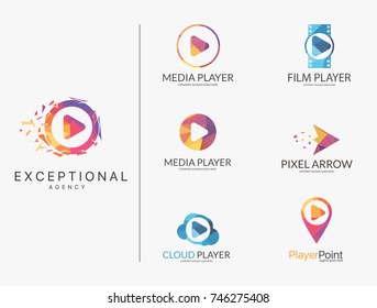 Player logo set. Polygonal player logotypes 