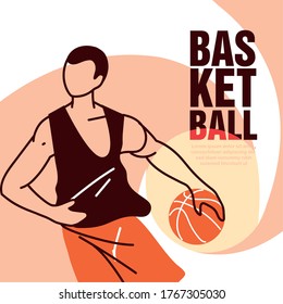 Player man with ball design, Basketball sport hobby competition and game theme Vector illustration