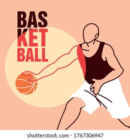Player man with ball design, Basketball sport hobby competition and game theme Vector illustration