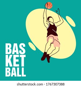 Player man with ball jumping design, Basketball sport hobby competition and game theme Vector illustration