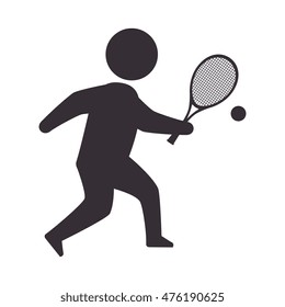 player man  tennis sport game moving posture racket vector illustration