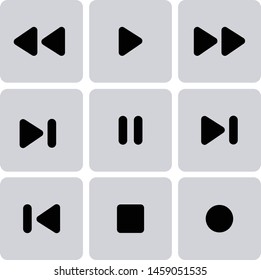 Player navigation buttons icon set.