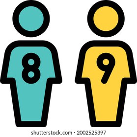 player number vector line colour icon