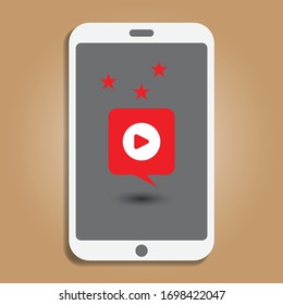 Player on smartphone screen icon