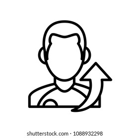 player out field icon. man arrow up illustration. simple outline style sport symbol.