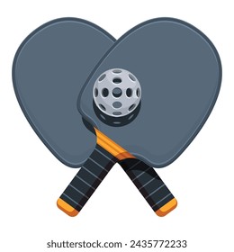 Player paddle sport icon cartoon vector. Game pickleball. Ball holes sphere