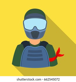 A player in paintball.Paintball single icon in flat style vector symbol stock illustration web.