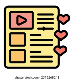 Vector de contorno de icono de reproducción del jugador. Datos de beneficios. Color plano del plomo de base de datos