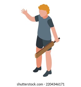 Player playing cricket icon. Isometric of player playing cricket vector icon for web design isolated on white background