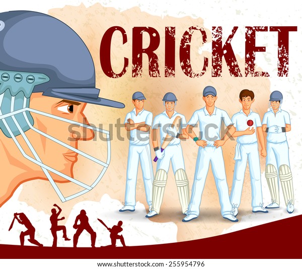 Player playing game of\
cricket in vector