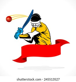 player ready to hit the ball with ribbon banner vector