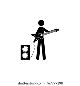 Player Rock Band Star Electric guitar icon. Silhouette of a musician icon. Premium quality graphic design. Signs, outline symbols collection icon for websites, web design, mobile on white background