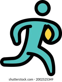 player running vector line colour icon