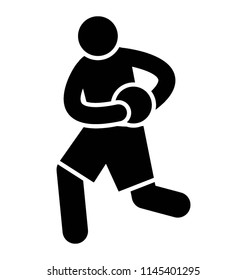 Player running while holding the ball with both hands 