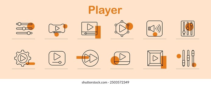 Controles de audio, reproducir Botón, lista de reproducción, altavoz, Configuración Video, reproductor multimedia, ecualizador, volumen, sonido, interfaz, música, transmisión, reproducción, control de sonido, multimedia, entretenimiento