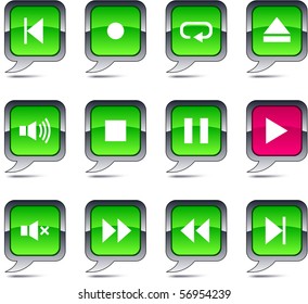 Player  set of square balloon icons.