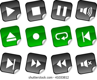 Player sticker set. Vector illustration.