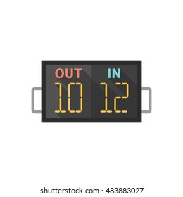 Player substitution board icon in flat color style. Football soccer game playing match tournament