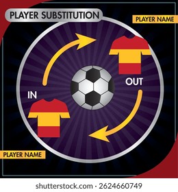 Gráfico de sustitución de jugadores. Ilustración vectorial