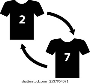 Player substitution icon. Soccer Player Substitution sign. Substitute serves to replace existing players to rest symbol. flat style.