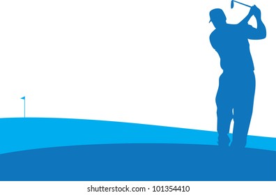 Player swings in Golf Tournament