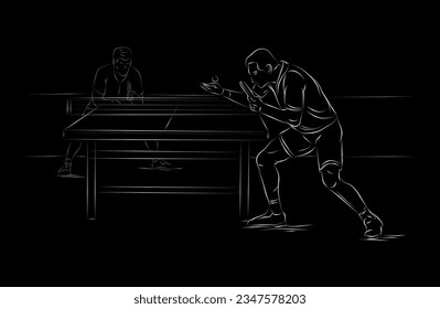 player table tennis, stylized geometric