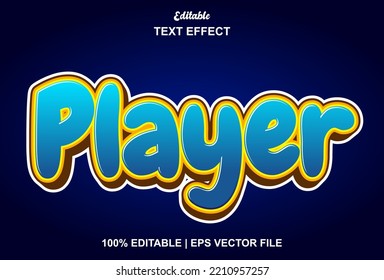 efecto de texto de jugador con estilo 3d y editable