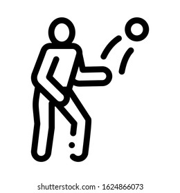 Player Throwing Ball Icon Vector. Outline Player Throwing Ball Sign. Isolated Contour Symbol Illustration