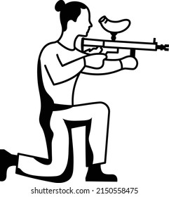 jugador que utiliza un marcador de bola de bola de espyder Concepto, diseño de icono de vector Frontman, símbolo de deporte de tiro, signo de deportes extremos, imagen de material de trapeo y disparo