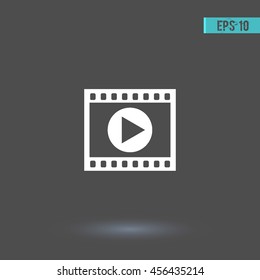 Player vector icon.  Graphic symbol for web design, logo. White glyph on a gray background. Isolated sign.