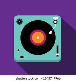 Player for vinyl record. Music flat vector illustration.