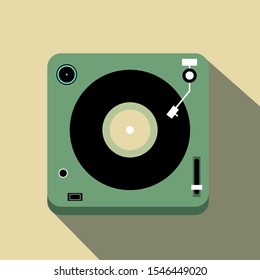 Player for vinyl record. Music flat vector illustration.