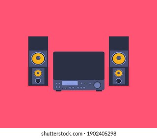 Player for vinyl record. Music flat vector illustration.