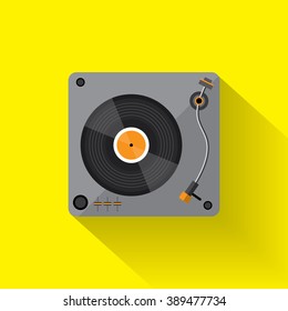 Player for vinyl record. Music flat vector illustration.