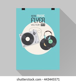 Player for vinyl record. Music flat vector illustration.