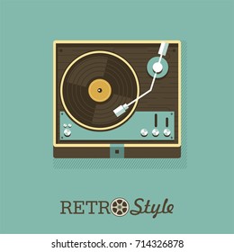 Player for vinyl records. Vector illustration. Logo, emblem.