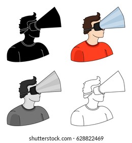 Player with virtual reality headcartoon icon in cartoon style isolated on white background. Virtual reality symbol stock vector illustration.
