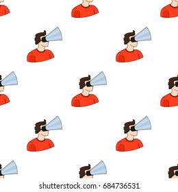 Player with virtual reality headcartoon icon in cartoon style isolated on white background. Virtual reality symbol stock vector illustration.