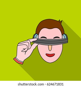 Player with virtual reality headflate icon in flate style isolated on white background. Virtual reality symbol stock vector illustration.