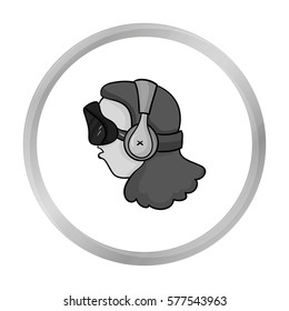 Player with virtual reality headmonochrome icon in monochrome style isolated on white background. Virtual reality symbol stock vector illustration.