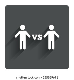 Player vs player sign icon. Games human symbol. Gray flat square button with shadow. Modern UI website navigation. Vector
