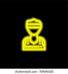 Player yellow glowing neon ui ux icon. Glowing sign logo vector