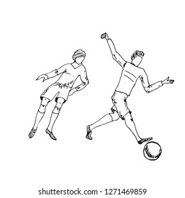 The players with the ball. Vector illustration.
