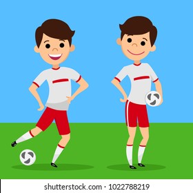 The players with balls. The cartoon style. Vector illustration.