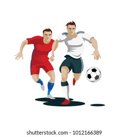Players are fighting for the ball. Vector Illustration
